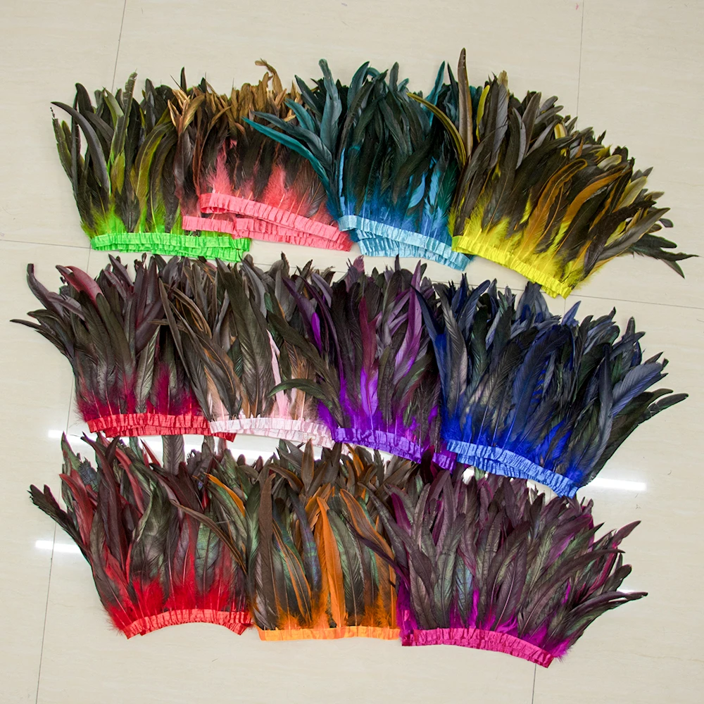 1m 2m Rooster Feather Trim Dress Women Accessories Quality Soft Natural Cock Plumes Fringe Ribbon Party Creative Clothing Decor