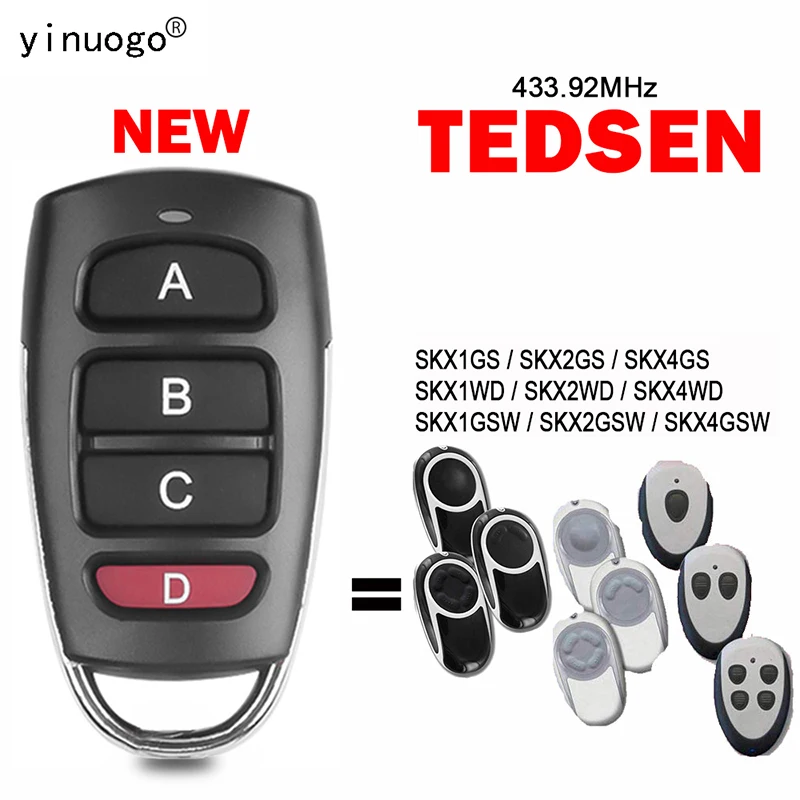 TEDSEN SKX1WD SKX4WD SKX2GS SKX4GS SKX1GS SKX1GSW SKX2GSW SKX4GSW 433.92MHz Fixed Code Remote Control Garage Door Keychain