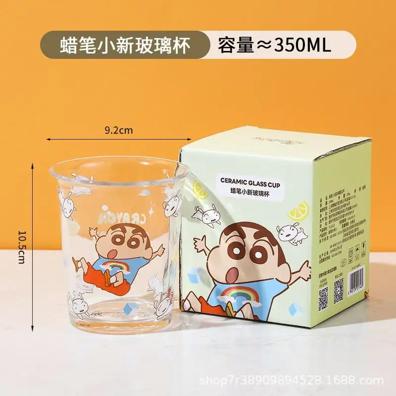 350Ml Kawaii Mug Anime Crayon Shinchan Girl Good Looks Large Capacity Child Transparent Water Cup Surrounding Home Milk Cup Gift