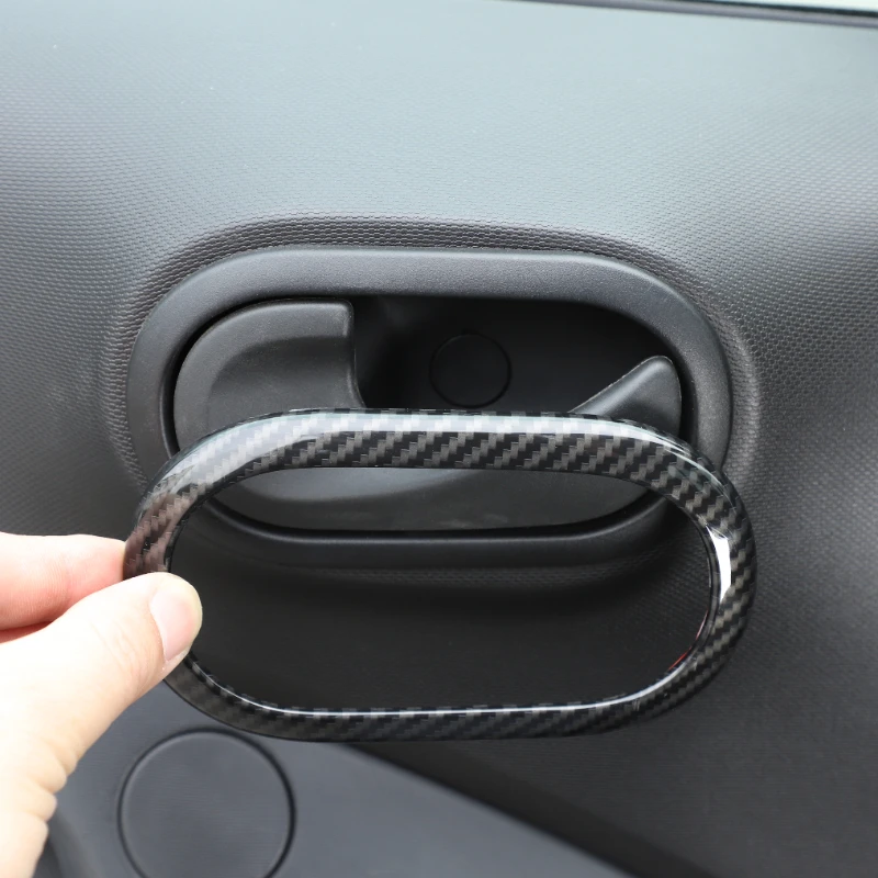 

metyoucar For Smart 453 Fortwo Forfour 2016-2021 ABS Carbon Fiber Car Inner Handle Frame Cover Trim Interior Car Accessories