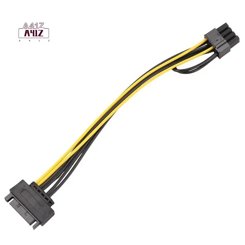 A41Z-15Pin SATA Male To 8Pin(6+2) PCI-E Power Supply Cable SATA Cable 15-Pin To 8 Pin Cable 18AWG Wire For Graphic Card