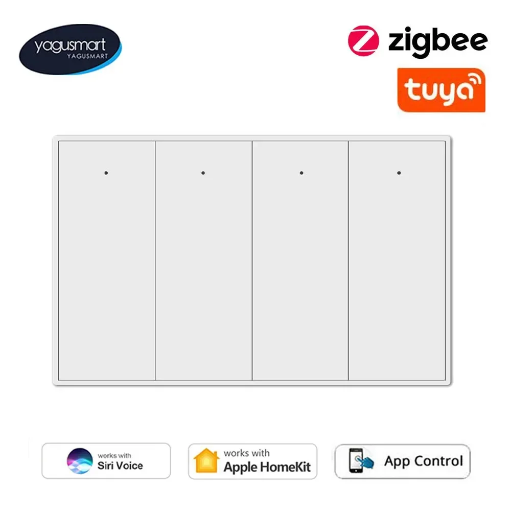 Yagusmart Tuya Zigbee Smart Light Switch Zemismart Push Button Interruptor Smartthings Homekit Alexa Google Home Control 4 Gang