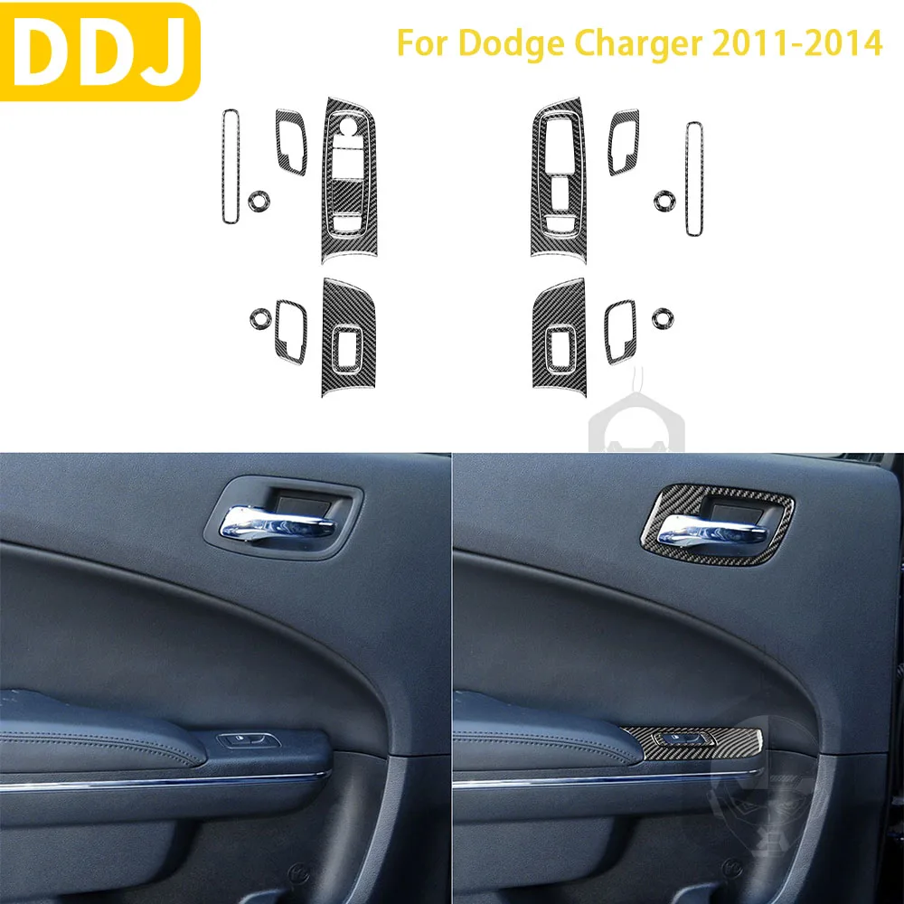 

For Dodge Charger 2011 2012 2013 2014 Carbon Fiber Auto Interior Stickers Door Handrail Lifting Panel Car Accessories SRT8