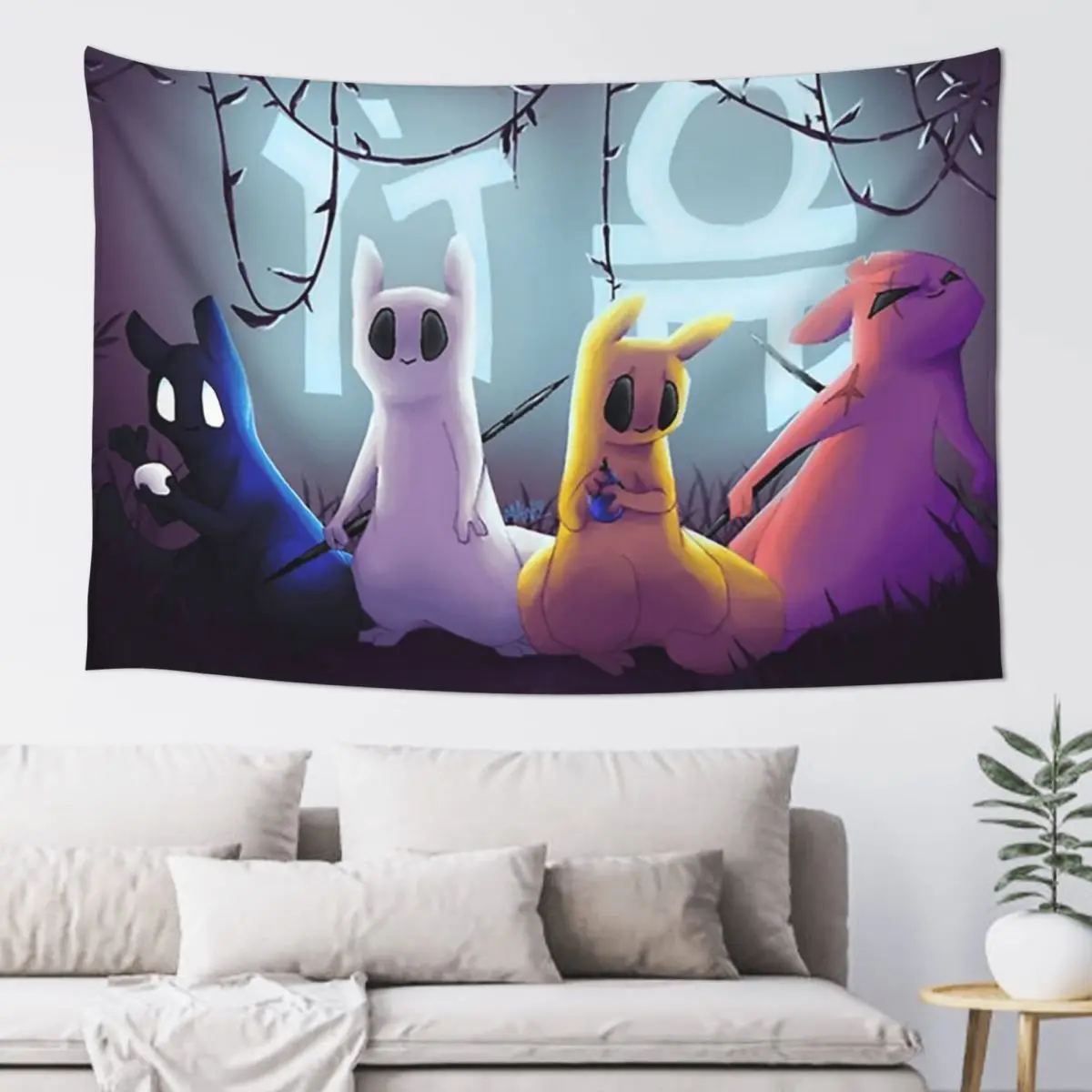 Slugcat Rain World Game Tapestry Funny Wall Hanging Aesthetic Home Decoration Tapestries for Living Room Bedroom Dorm Room