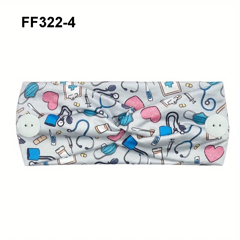 1-teiliges Krankenschwester-Stirnband für Damen mit Knopf, breites Stirnband, verwendet für Krankenschwestern, Ärzte, Schweißbänder, medizinische Versorgung, Sport, Yoga, Stirnband – Detail 9