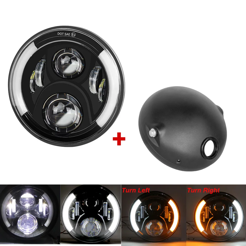 Universele 7,5" ronde koplamp voor Cafe Racer Bobber Honda 7 inch LED-motorfietskoplamp ﻿