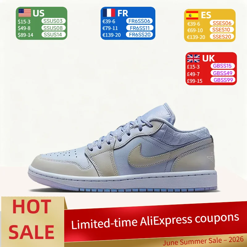 Nike Air Jordan 1 Low Tênis de cano baixo elegante, confortável, versátil e com suporte premium, azul feminino IM5129-010