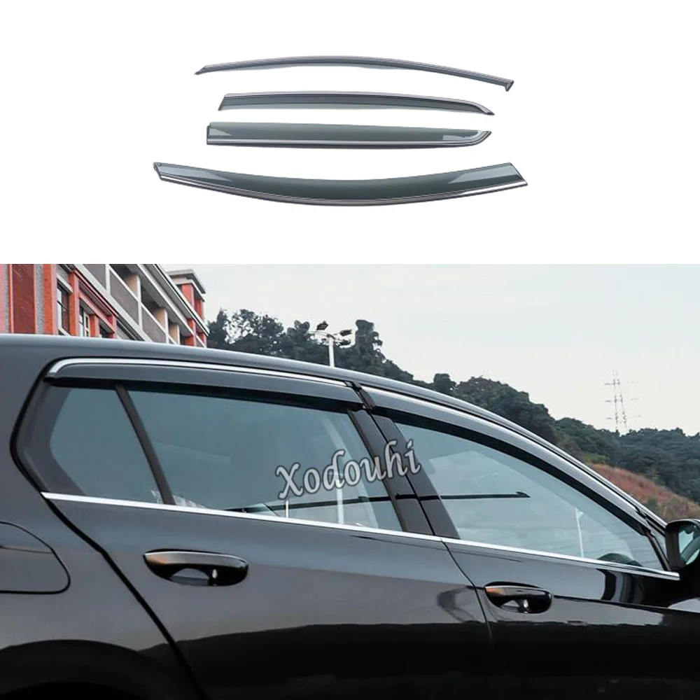 

For VW Volkswagen Golf8 Golf 8 2020 2021 2022 2023 Body Plastic Window Glass Wind Visor Rain/Sun Guard Vent Frame Parts 4PCs