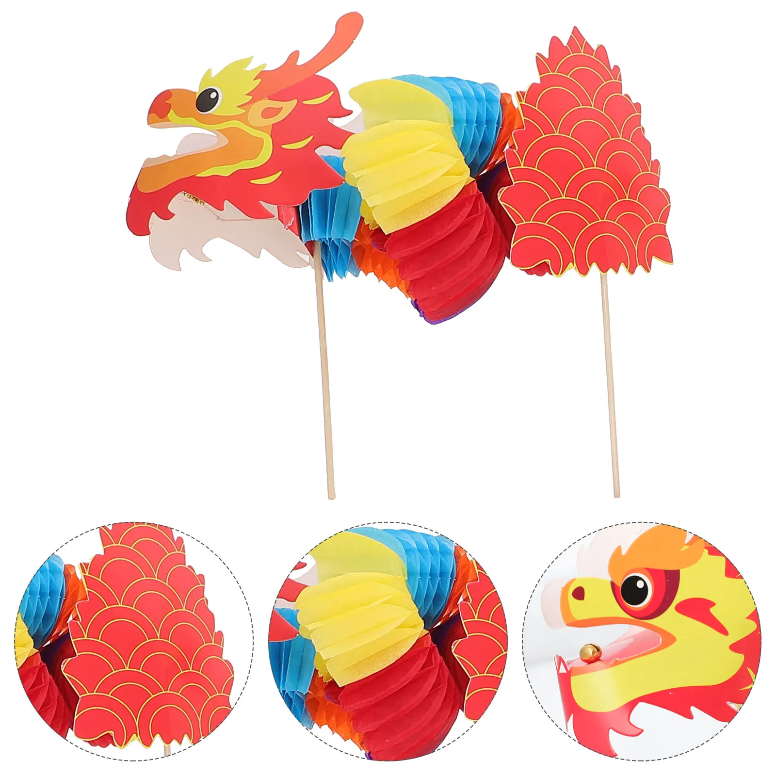 

3pcs Creative Diy Paper Dragon Craft Material Chinese New Year Honeycombs For Unfinished Kit Decor Supply