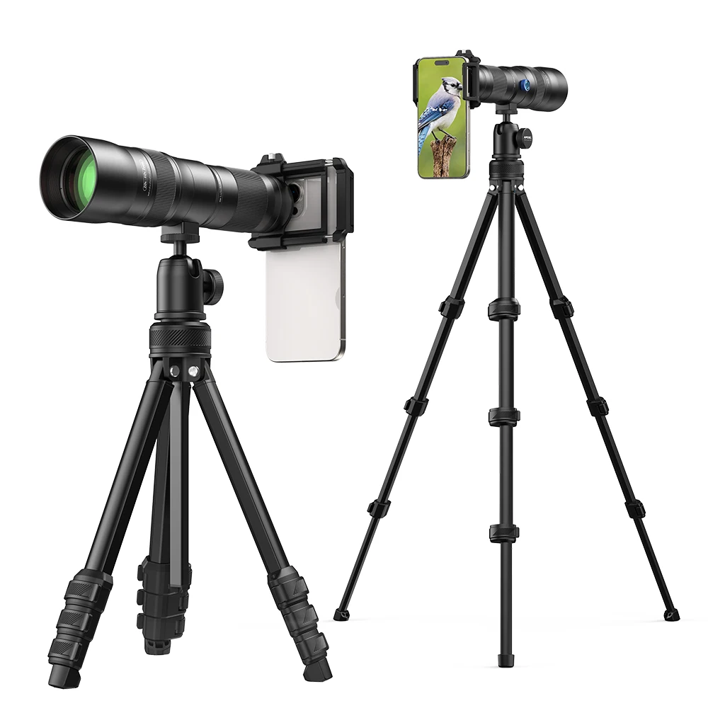 APEXEL 20-60X Zoom Phone Telephoto Lens HD Telescope Lens with Metal Tripod for Bird Watching Sports Outdoor Travel Photography