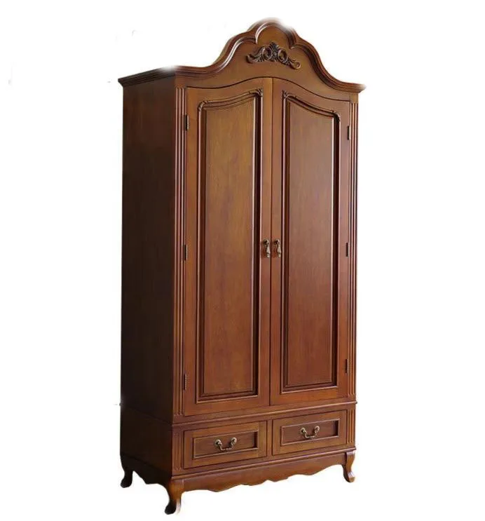 

American country retro light luxury villa bedroom carved double door solid wood wardrobe