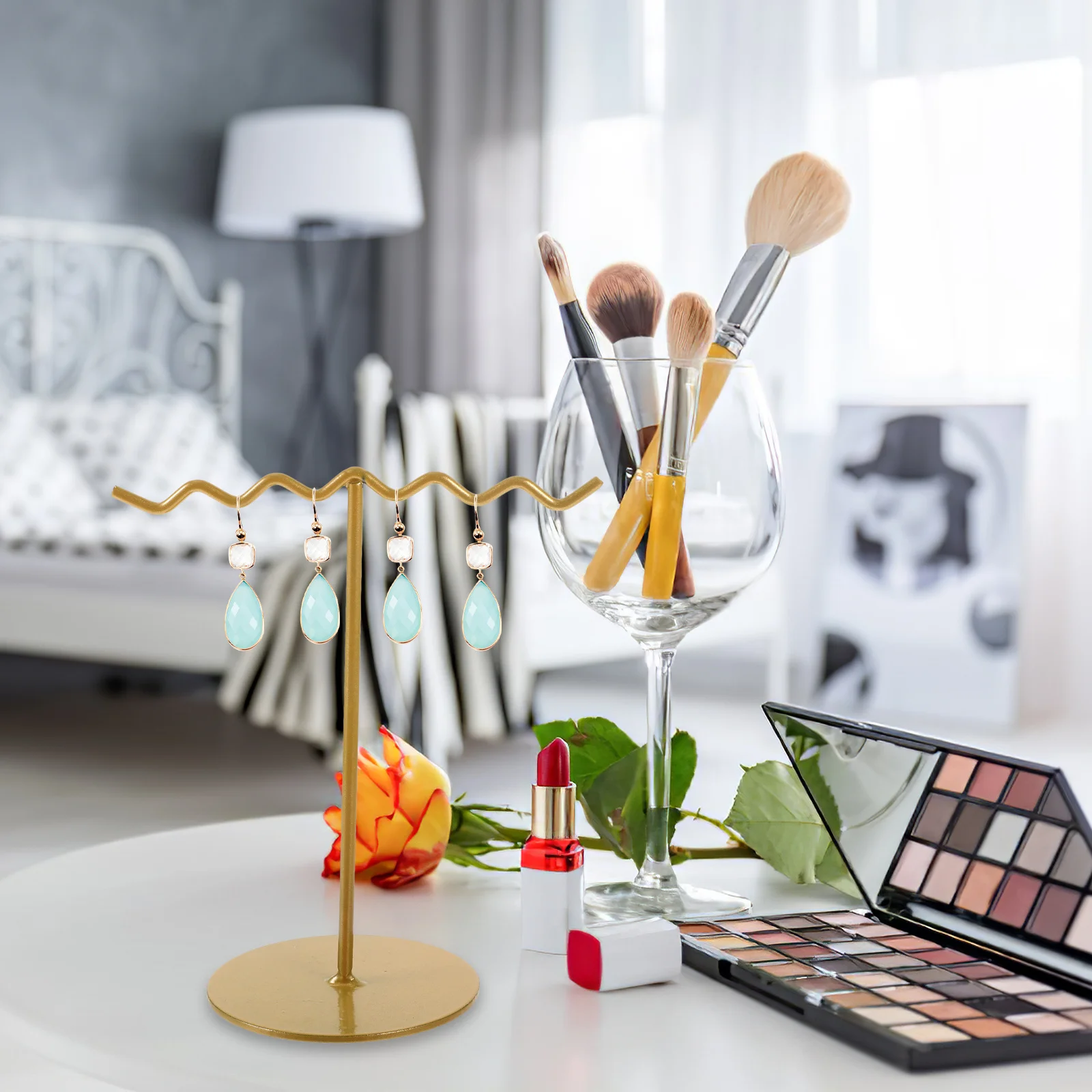 Schmuck Display Rack Eisen Material Einfache Exquisite Design für Ohrringe Halskette Armbänder Organizer Ständer Lagerung Rack Hause