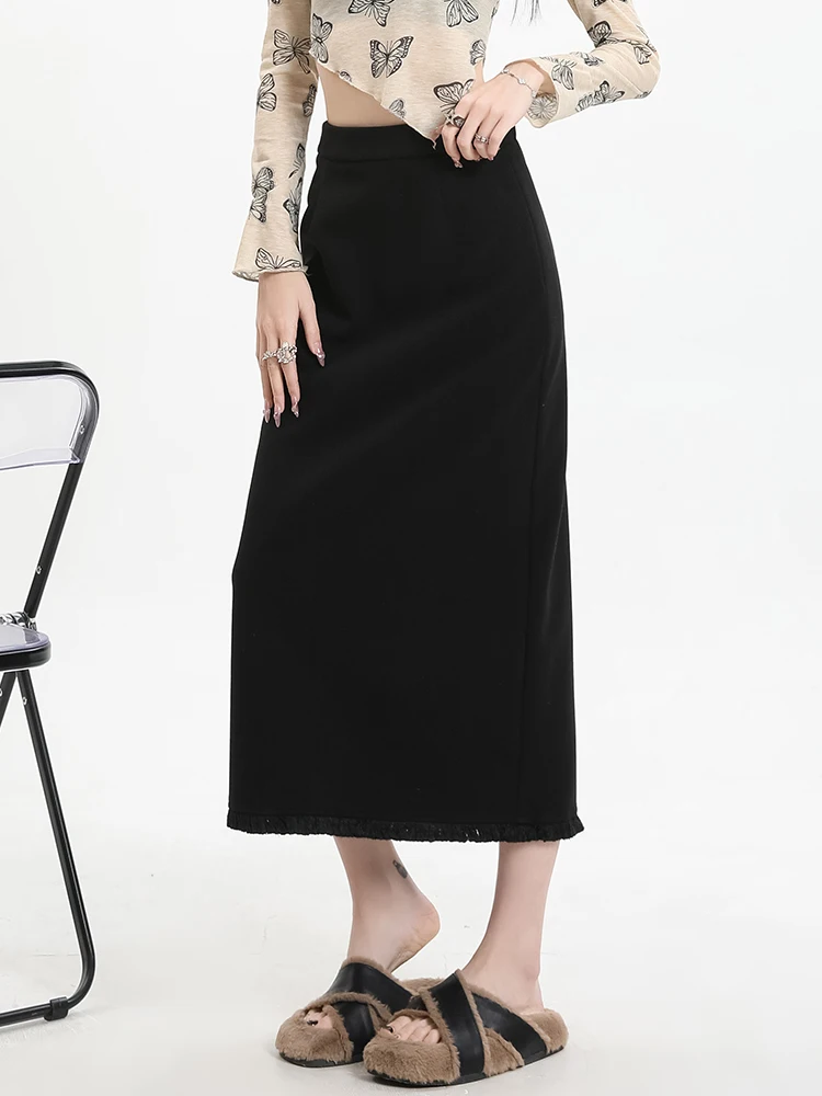 

Bla High Waist Straight Leg Suit Skirt Women's Spring Summer New Sle Ele Design mid Length A-Line Skirt Split