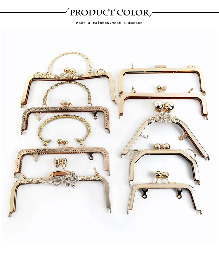 1Pc Deepeel Retro Square Embossed Bag Handles Metal Handmade Sewing Brackets Kiss Clasp Handbag Purse Frame Handle Accessories