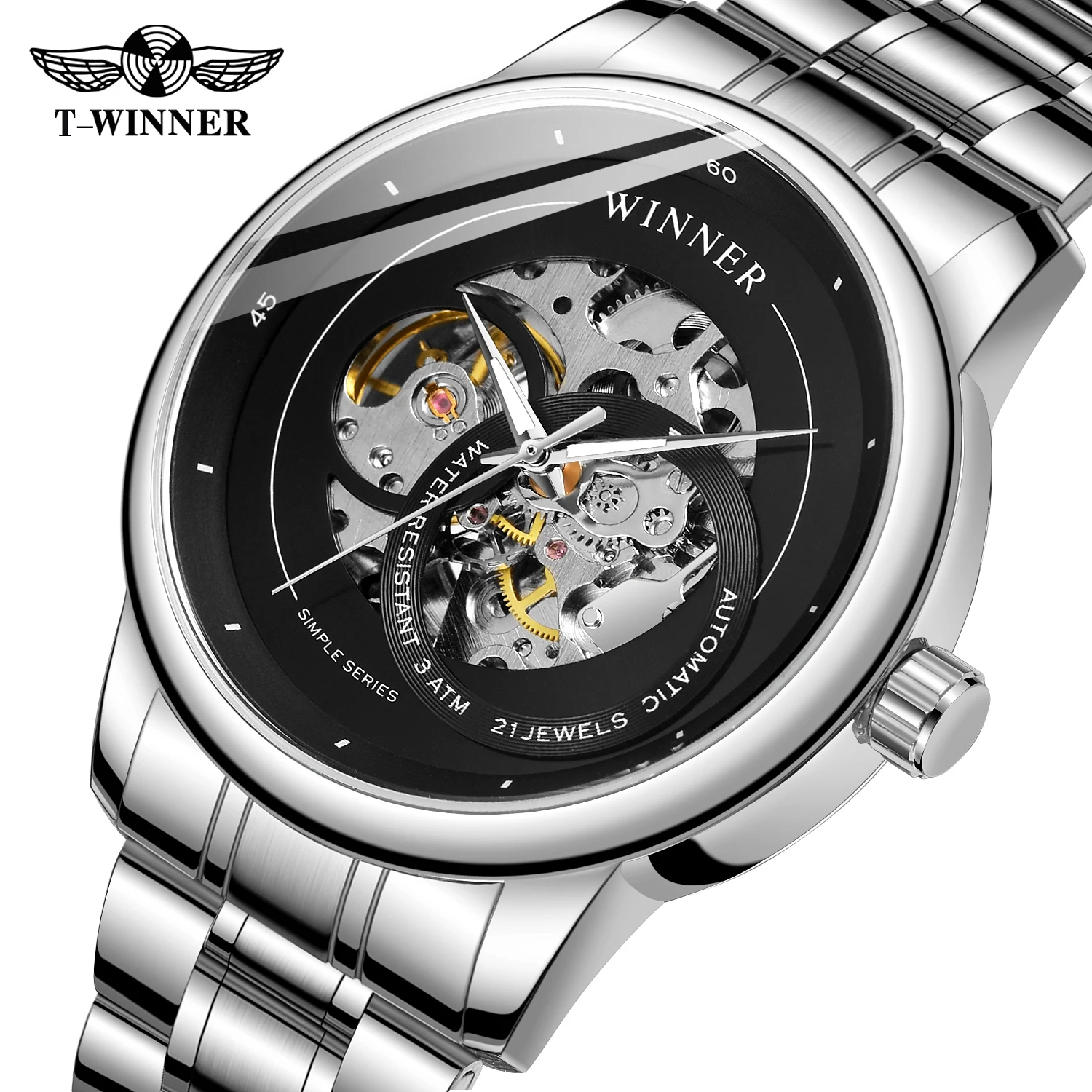 2024 Winner Original high-quality Transparent Skeleton Mechanical Automatic Watches for men Relogio Masculino water proof Steel