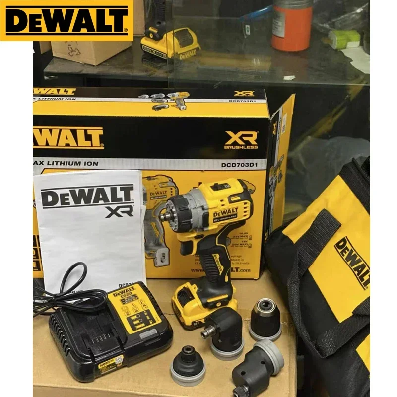 DEWALT Brushless Cordless Drill DCD703 5-in-1 Driver Kit 12V Multifunction Electric Screwdriver Rechargeable Power Tool DCD703D1