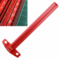 Precision Marking T-Ruler Aluminum Alloy Woodworking Scribe Marking Gauge Deluxe Crossed-out Hole Scribing Ruler Measuring Tools