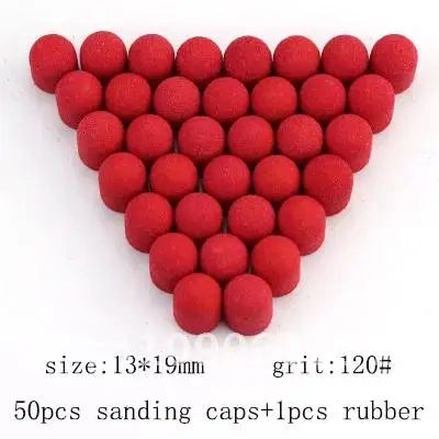 50pcs Red Pedicure Sanding Caps Nail Drill 10*15/13*19 Manicure Pedicure Milling Cutter for Pedicure Nail Art Accessories Tools