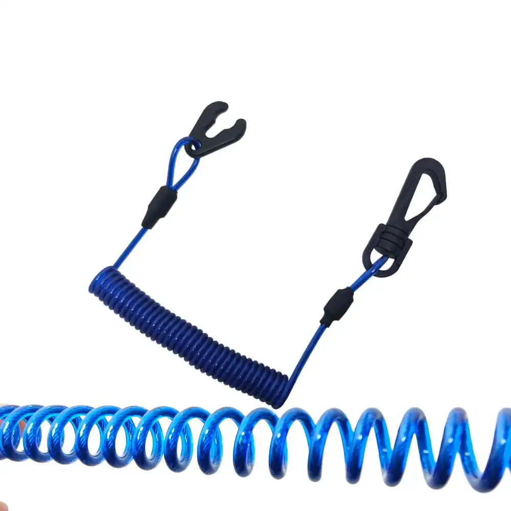 Boat Engine Kill Switch Lanyard Stainless Steel Coiled Wire Rope Emergency Engine Cut Off Switch Lanyard for Outboard Boat Motor