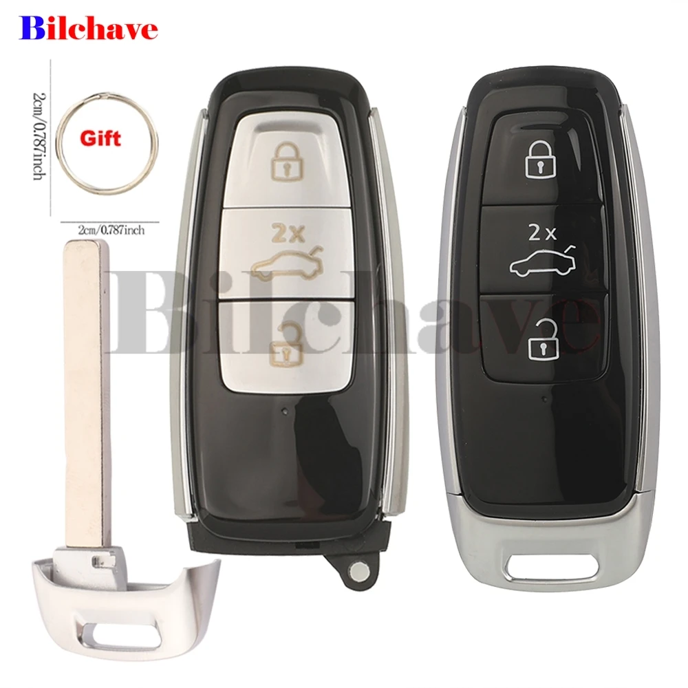 Jingyuqin 3-Tasten-Fernbedienungs-Autoschlüsselgehäuse für Audi A6 A6L A7 A8 C8 Q5 Q7 Q8 R8 RS D5 E-Tron Coupe 2016-2024 Xhorse XSMA8YEN MLB