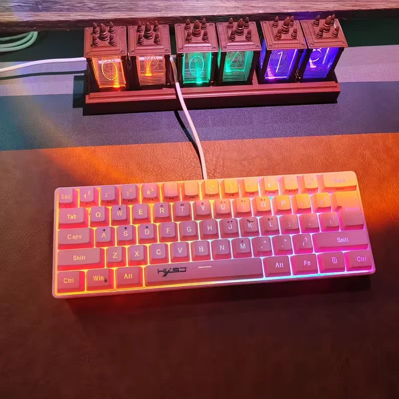 60% Pink RGB Gaming Keyboard - 61-key compact, USB wired, PC/Mac/Laptop compatible (Ideal gift for women)