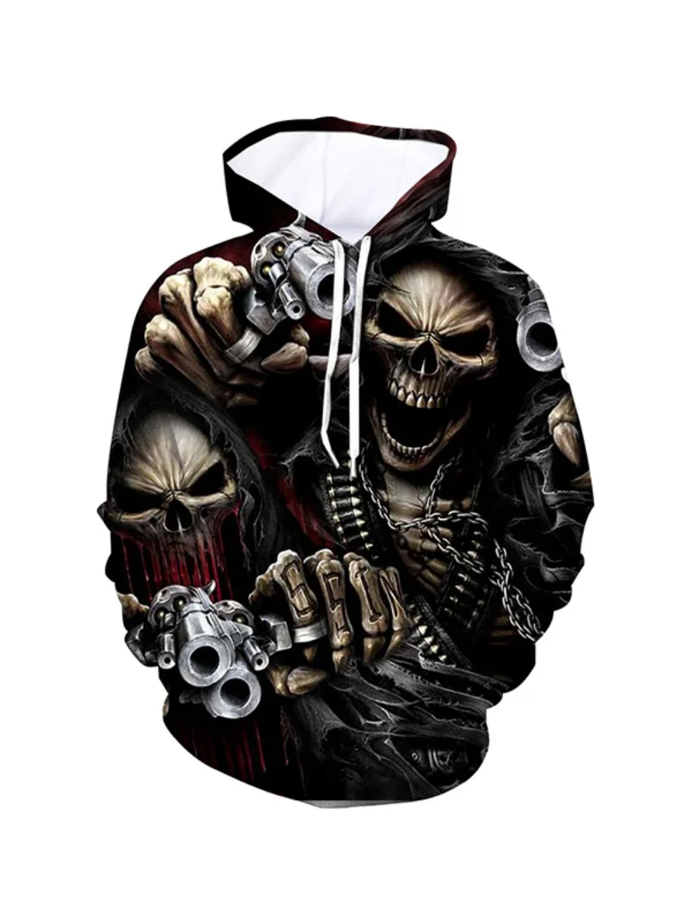 Autumn/Winter Men's Hoodie Skeleton Knight Pattern Retro Men's Sportswear Men's Long Sleeve Street Wear Ethnic 2024 Explosive