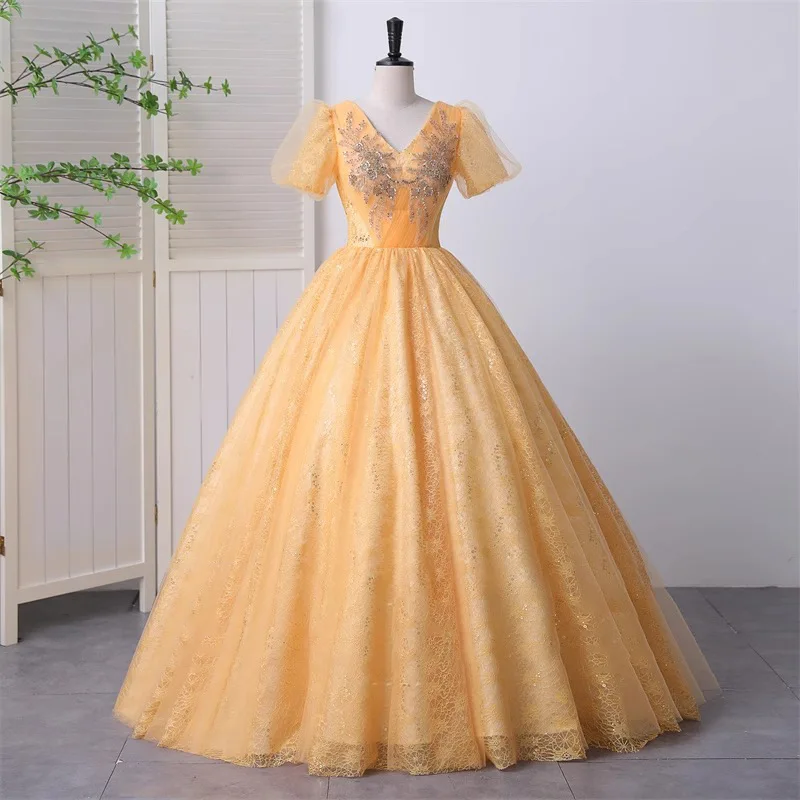 

Color yarn 2024 new student solo art test performance clothing vocal host tutu skirt long evening dress female