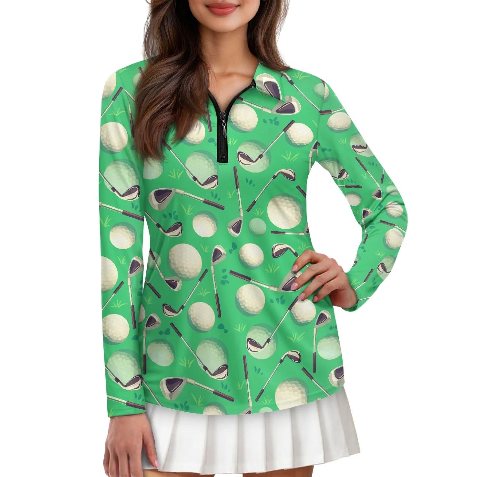 PENSTROLL Golf Ball Womens Long Sleeve Athletic Sport Tops Comfortable Golf Shirts for Jogging