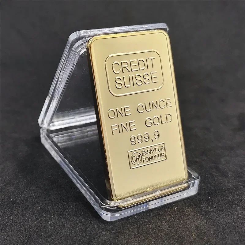 2025 Gold Plated Bar golden Bullion with Unique Serial Commemorative Coin Funny Swiss Bank Gold ingot collection switzerland