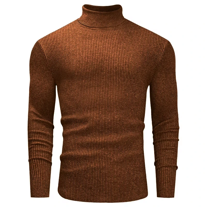 New Men\'s Slim Fit Turtleneck Sweater Casual Twist Patterned Pullover Knitted Sweaters Autumn Long Sleeve Stripe Streetwear