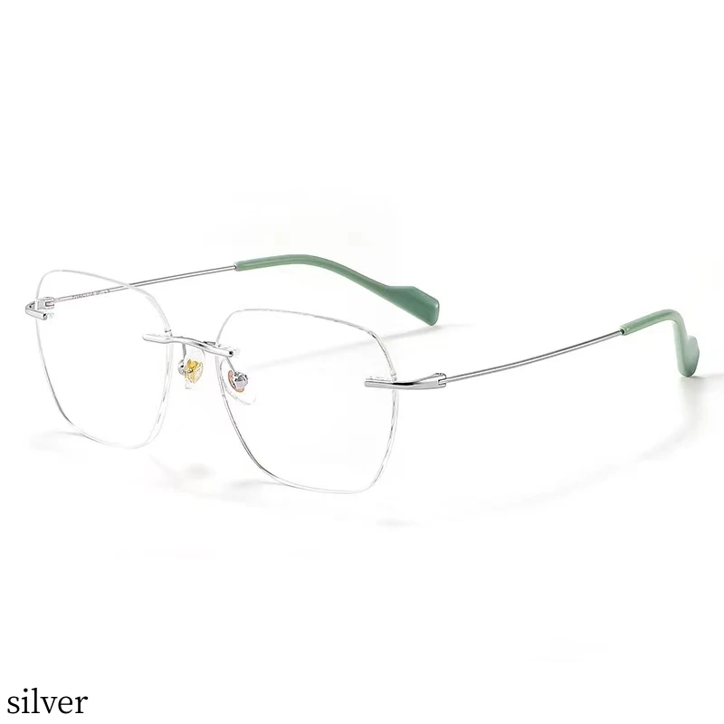 

54mm Pure Titanium Rimless Glasses Frame Men Vintage Square Prescription Myopia Frameless Eyeglasses Frame Women 71311