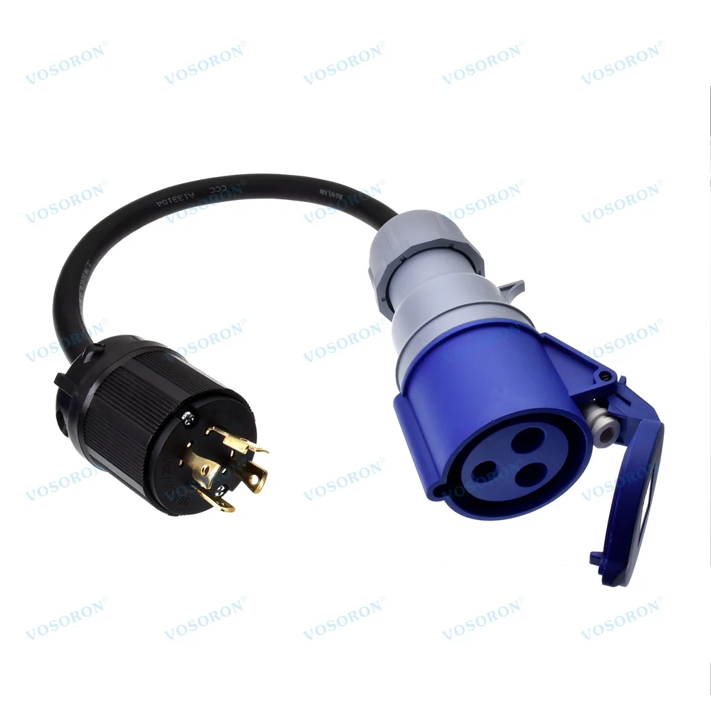 

NEMA L14 - 30P Plug to 32A 2P+PE CEE Socket 3x6mm rubber wire Heavy Duty Industrial Power Cable