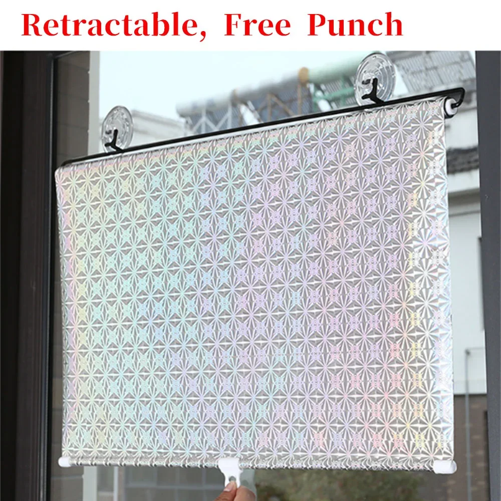 Roller Blinds Sunshade Suction Cup Punch-free Retractable Blackout Curtain Car Bedroom Kitchen Office Window Sun-shading Curtain