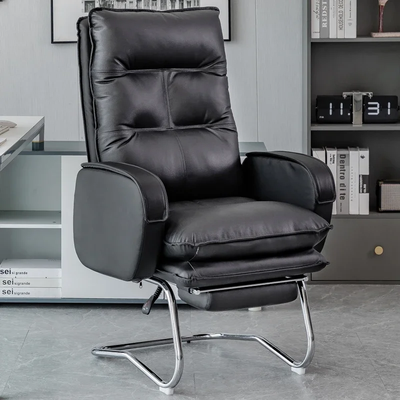 

Bow office chair computer home backrest dormitory comfortable sedentary reclining swivel chair seat leather boss