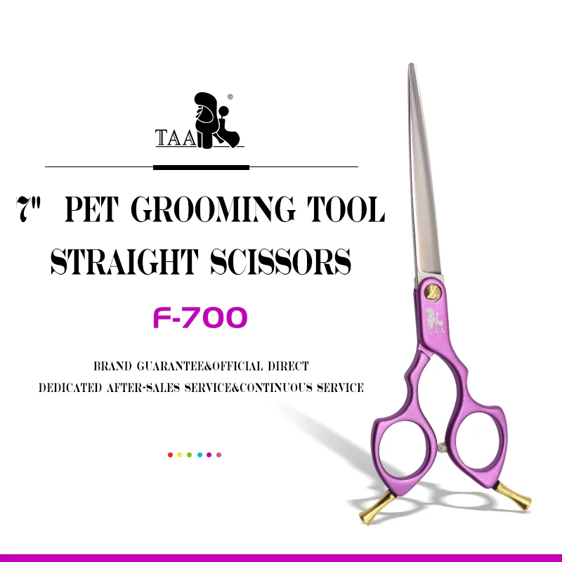 TAA Dog Scissors Grooming Straight Scissors for Dog Handmade Profession Pet Shear 7 Inch Ultra-Light Colorful Pet Scissors F-700