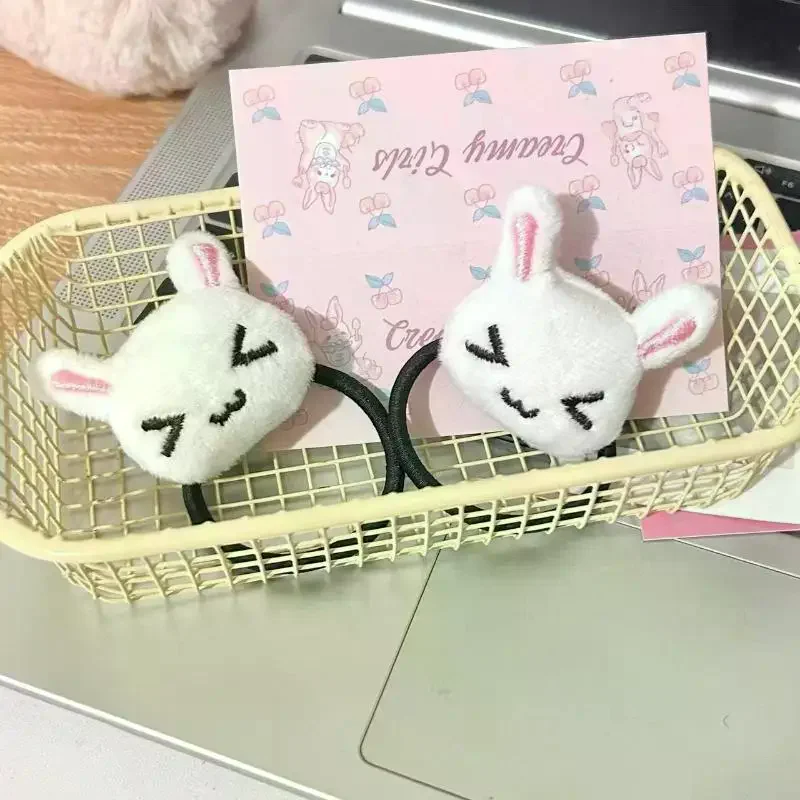 1/2Pcs Cute Plush Bunny Rabbit Hair Tie Hairband For Lolita Girls Students Ponytail Hair Rope Hair Accessories Jewelry