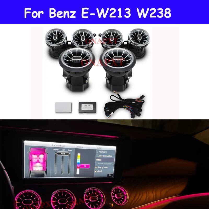 

For Mercedes Benz E-Class W213 Coupe W238 AMG E43 E53 E250 64 Colors LED Air Vents Dashboard Nozzle Ambient Light