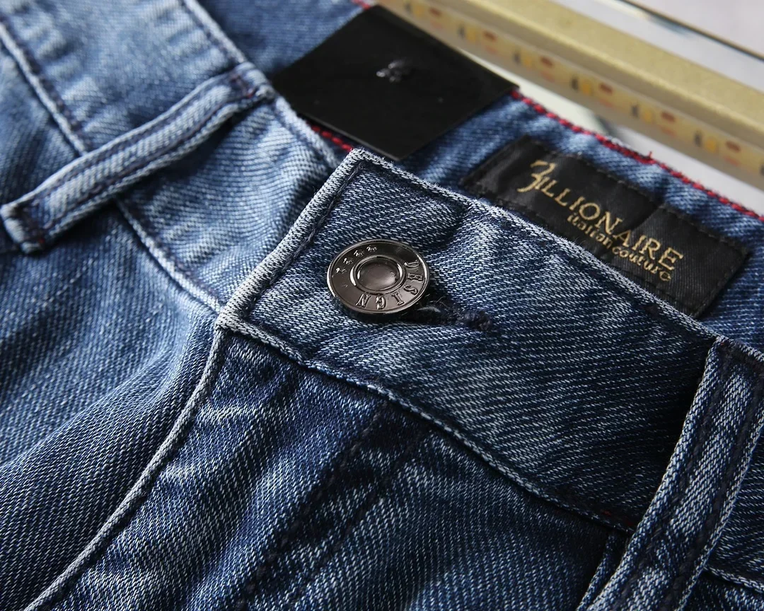BILLIONAIRE BLSK CPRT Jeans Thin Cotton Men 2025 Spring Summer new Blue embroidery Middle waist casual Big size 30-40 Pants