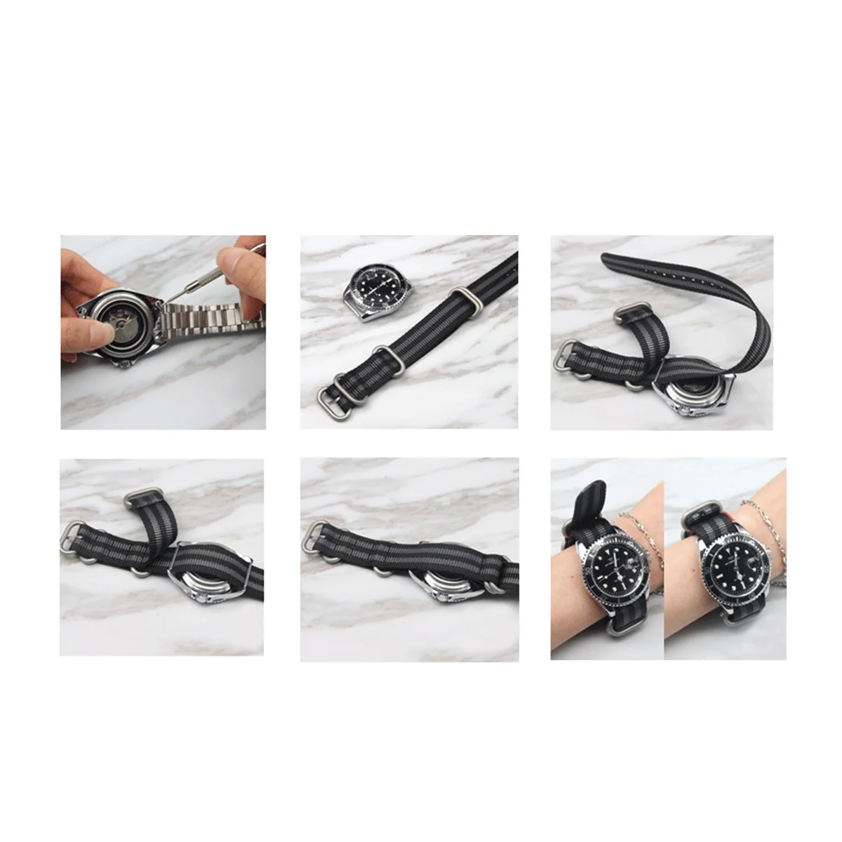 

24Mm Woven Watch Strap Nylon Band Heavy Duty for Smartwatch Machine Washable Stitched Edges Anti Fray Length Adjustment