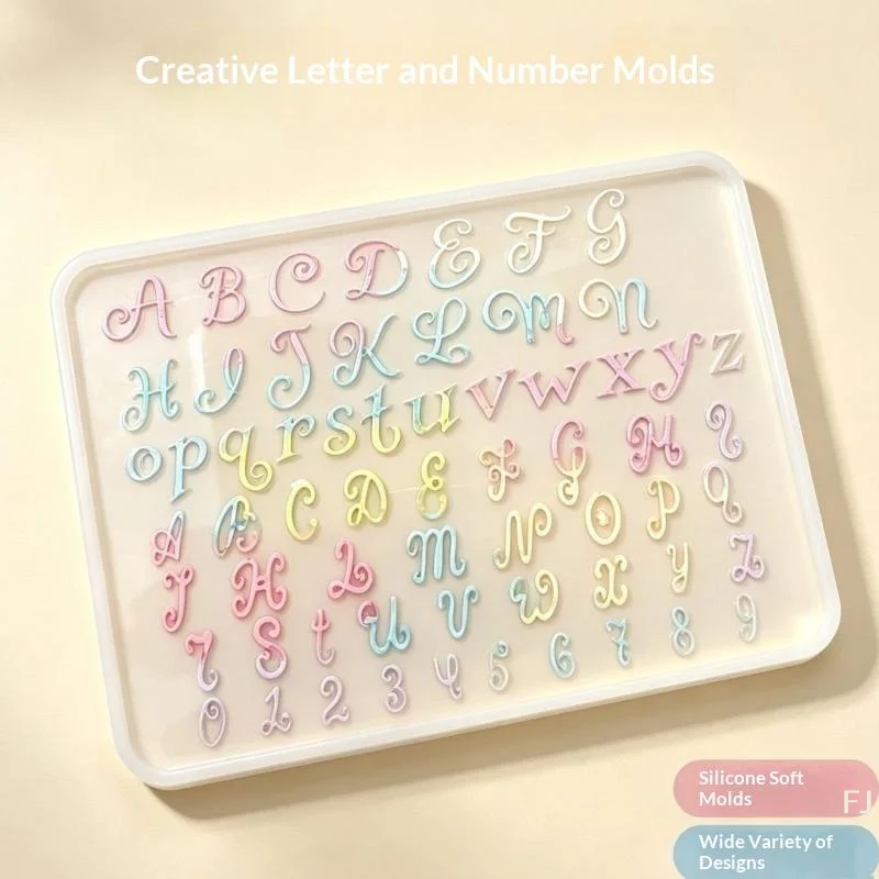 [YU]1Pcs Gothic Script Alphabet DIY 3D Nail Art Charm Mold Y2K Curly Letter & Number Silicone Mold Handmade Ornament
