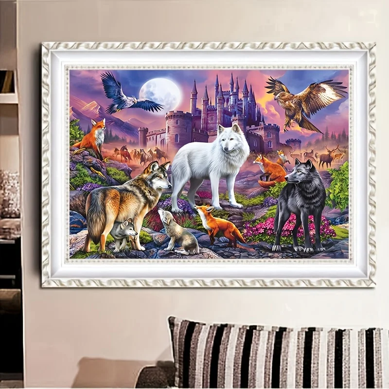 1pc DIY 5D Diamond Painting Full Diamond Wolf Goshawk Diamond Painting, Handmade Home Art Gift Diamond Painting Kit