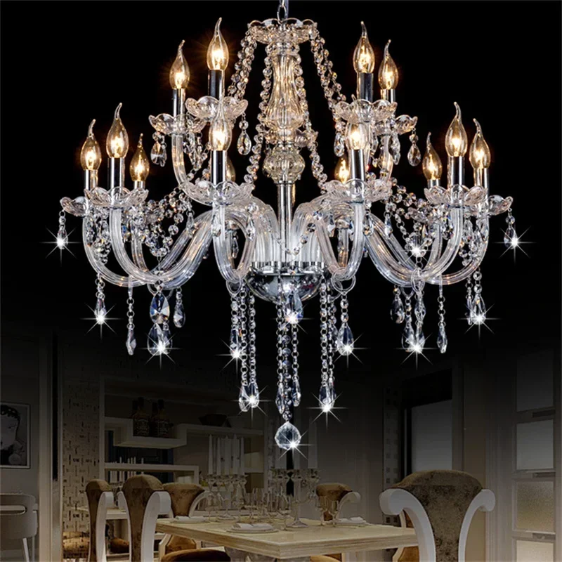 

6 Arms Home Crystal Chandelier Modern Lustres De Cristal Living Room Indoor Lamp Decoration