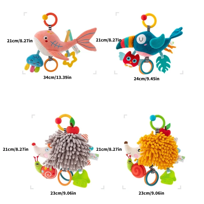 Musical Baby Crib แขวนของเล่นสัตว์ Rattles สำหรับ Visual Auditory Development 15UB