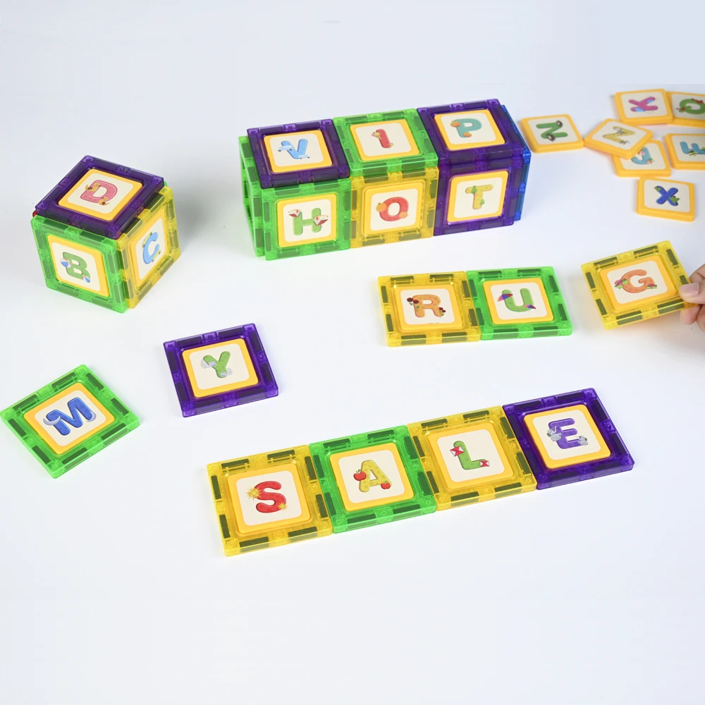 Magplayer płytki magnetyczne klocki zestaw konstrukcyjny gra dla dzieci Montessori edukacyjne zabawki magnetyczne dla dziecka chłopiec dziewczyna prezent