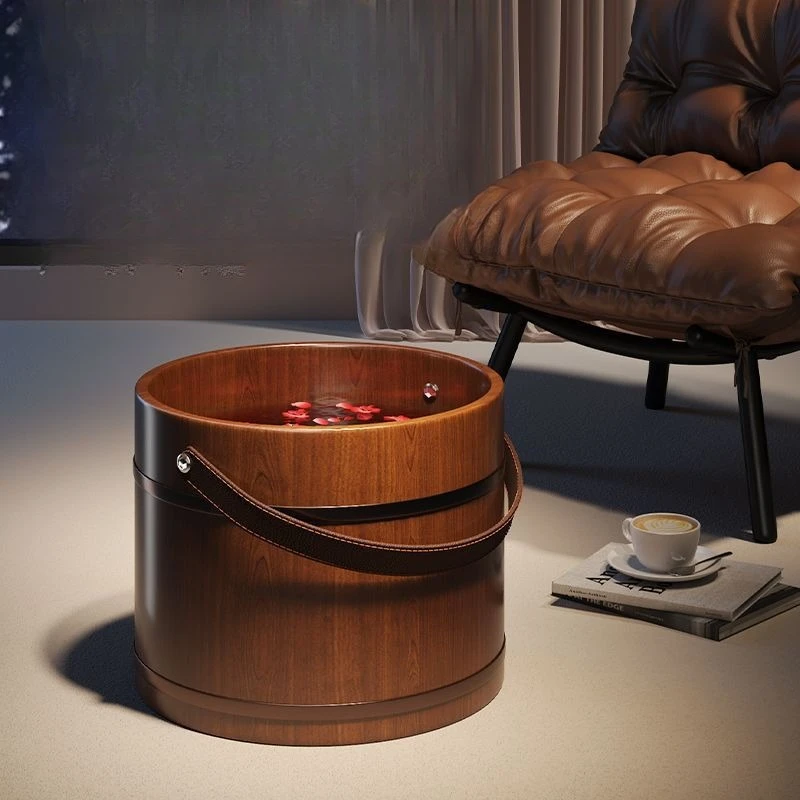 

Portable foot soaking bucket Old-fashioned solid wood foot soaking basin Folded full-body calf wooden bucket foot soaking