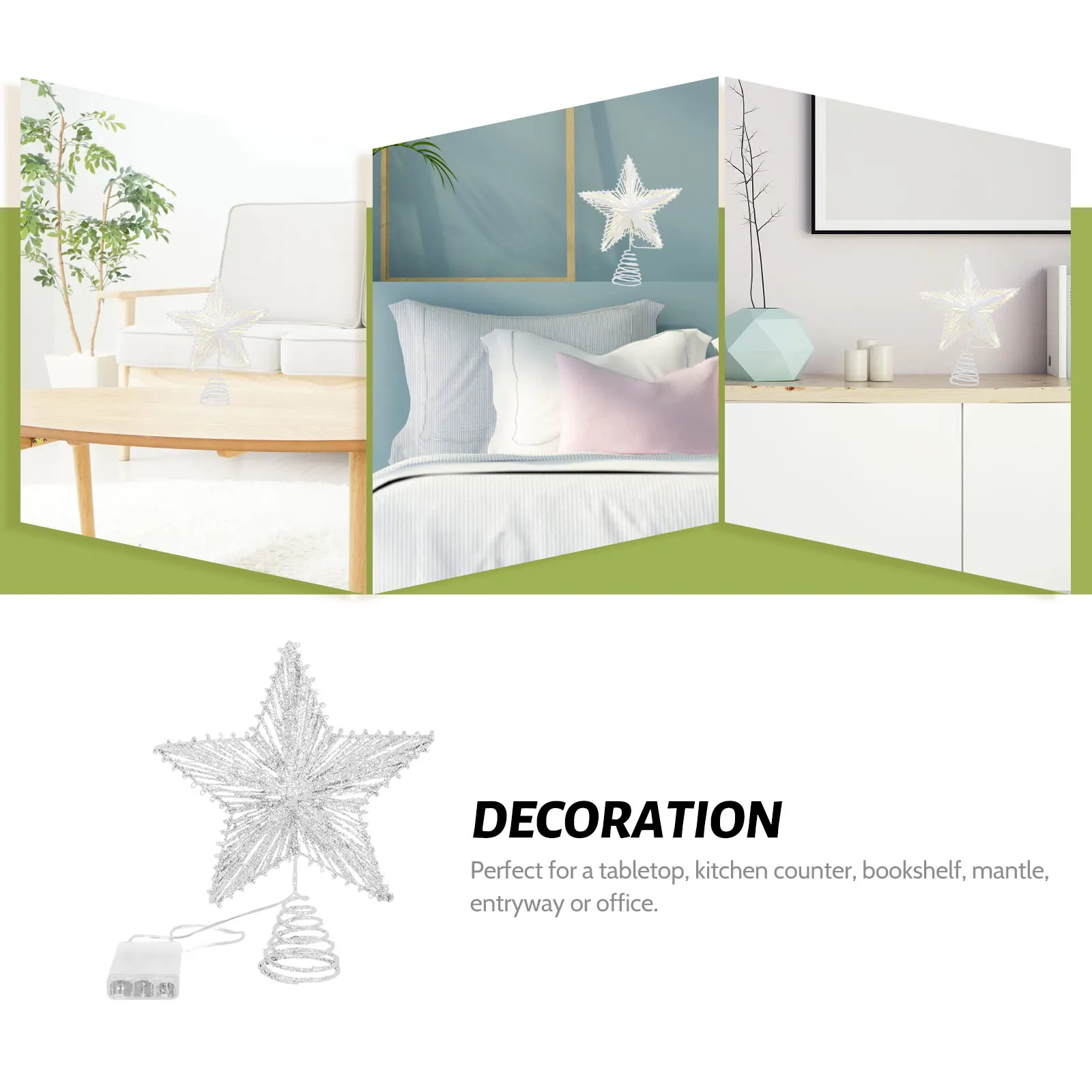 

Christmas Tree Star Decor With Lights Plastic Treetop Ornament Easy Install Compact Lightweight Xmas Party Decor Treetop