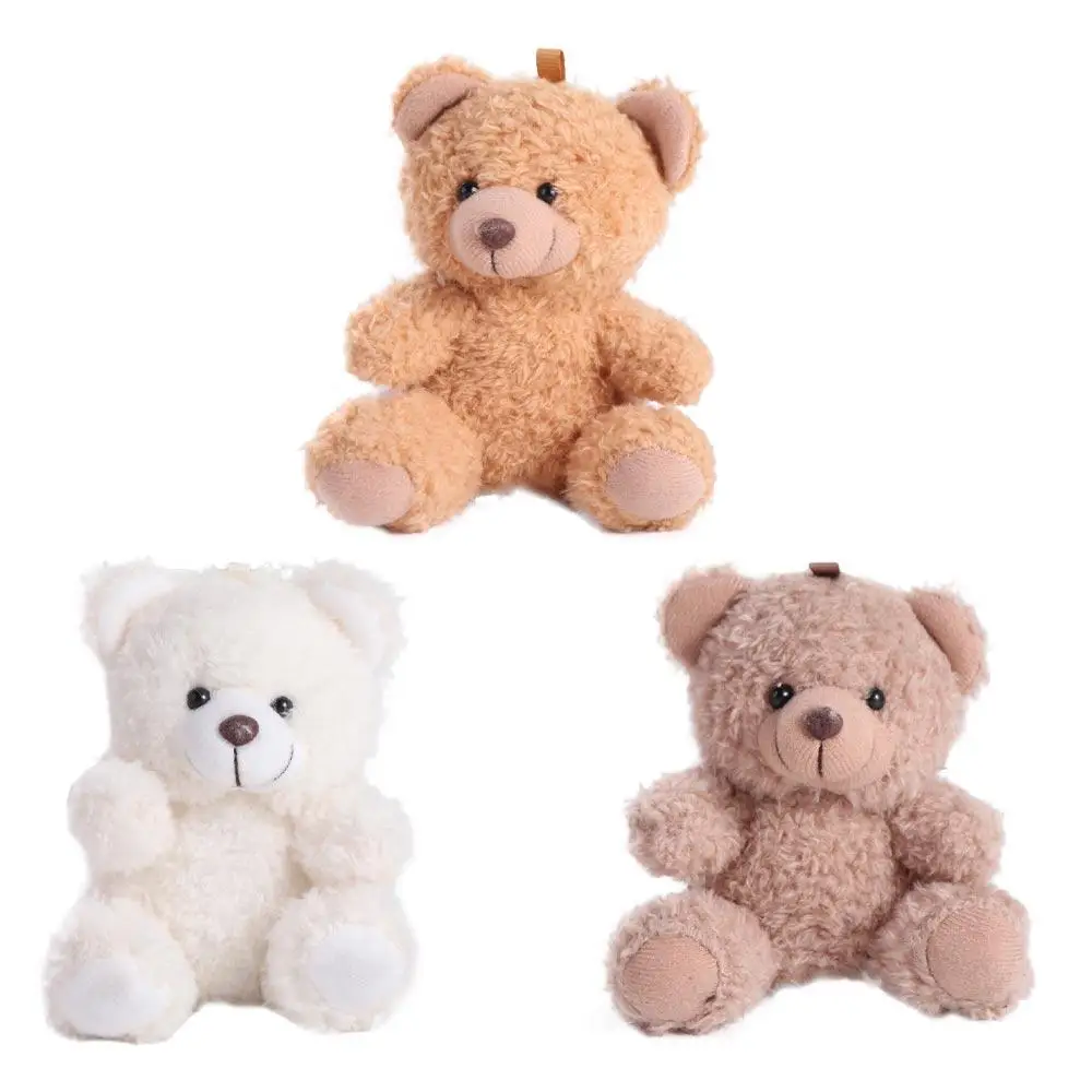 Stuffed Animals Little Bear keychain Animal Bear Curly Sitting Soft Couple Bear Bag Pendant Home Desk Decor