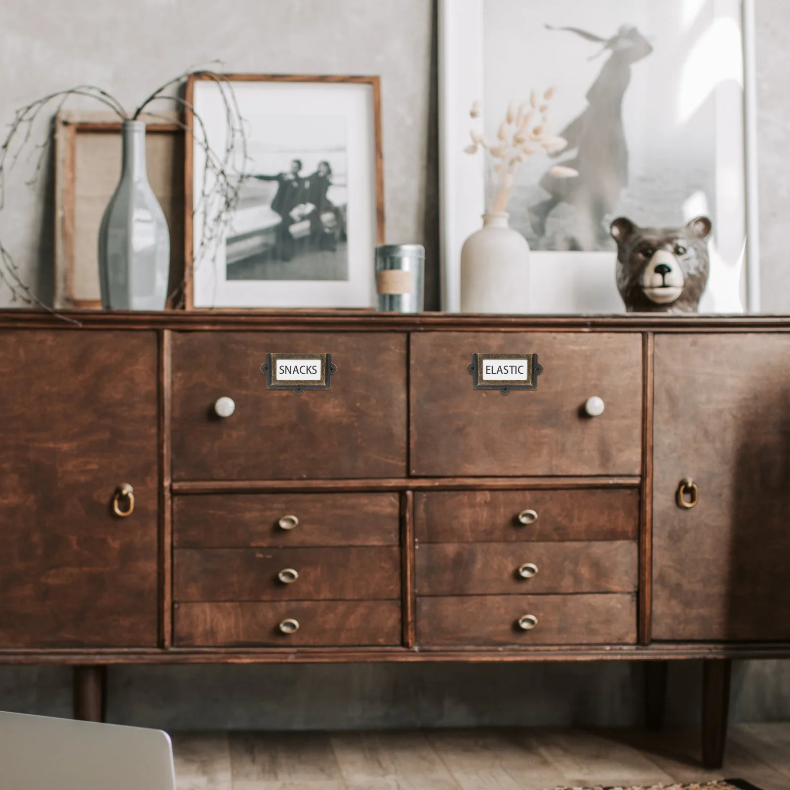 

10Pcs Iron Drawer Label Holders Simple Styling Modern Feeling Home Decoration Accessories Metal Label Pull Frame