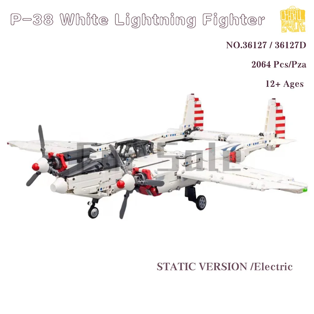 

Moc-36127 P-38 White Lightning Fighter Model With PDF Drawings Building Blocks Bricks Kids DIY Toys Birthday Christmas Gifts