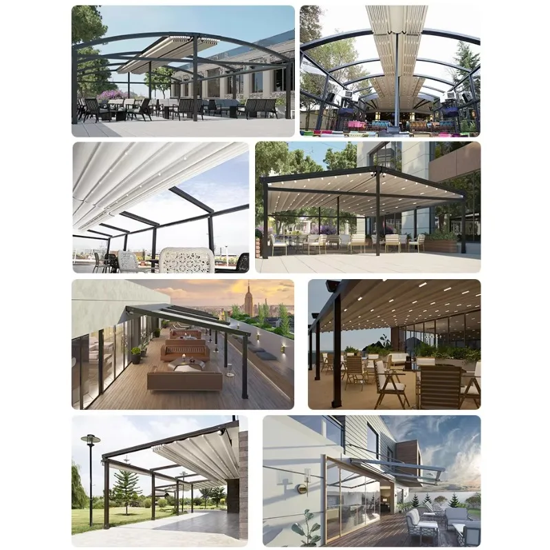 Motorized Luxury PVC Aluminum Retractable Roof Canopy Awning with Remote Control Customizable Size & 15-Year Warranty